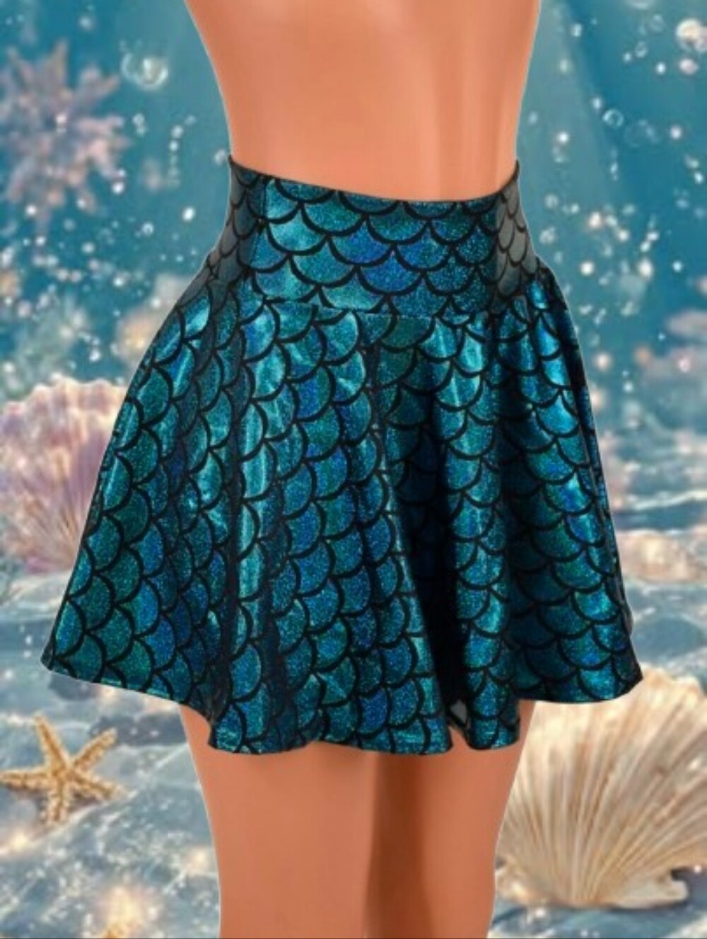 Mermaid Scale Rave Mini Skirt - Picture 2 of 12